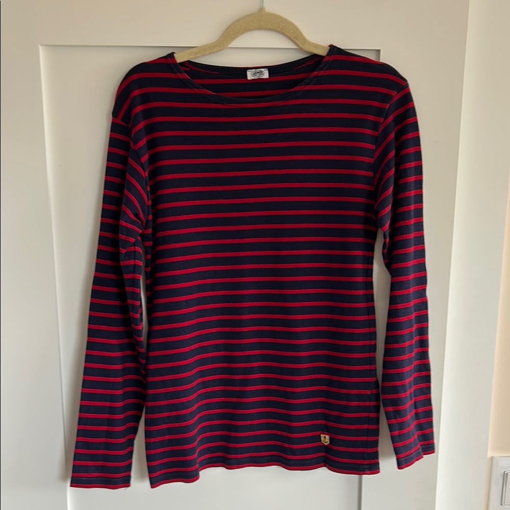 Blue & Red Striped Armor Lux Long Sleeve Shirt